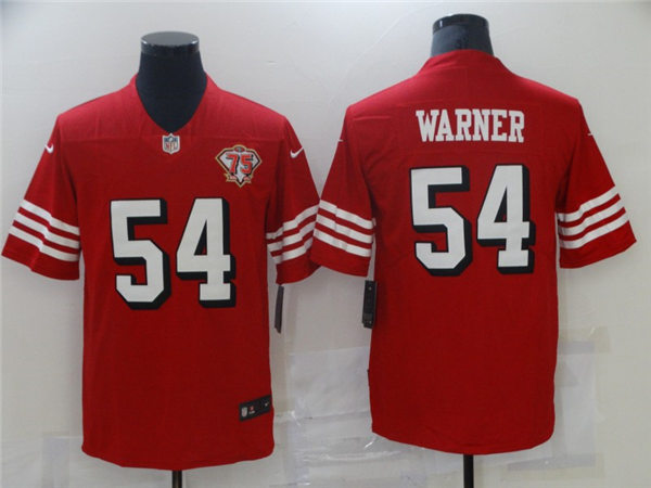 Mens San Francisco 49ers #54 Fred Warner Nike Scarlet Retro 1994 75th Anniversary Throwback Classic Limited Jersey