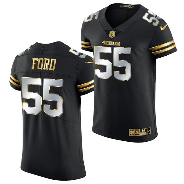 Mens San Francisco 49ers #55 Dee Ford 2021 Nike Black Golden Edition Vapor Limited Jersey