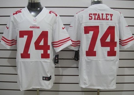 Mens San Francisco 49ers #74 Joe Staley White Nik Elite Jersey