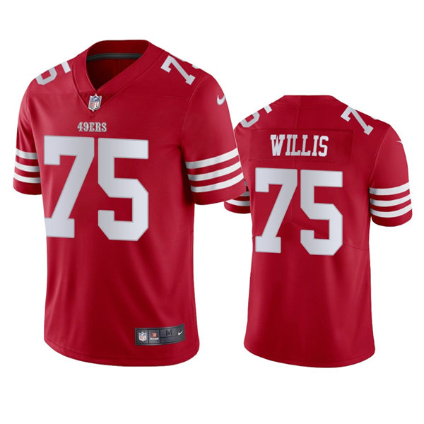 Mens San Francisco 49ers #75 Jordan Willis Nike Scarlet Vapor Limited Player Jersey