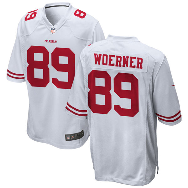 Mens San Francisco 49ers #89 Charlie Woerner Nike White Vapor Limited Player Jersey