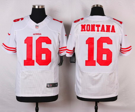 Mens San Francisco 49ers Retired Player #16 Joe Montana White Nik Elite Jersey