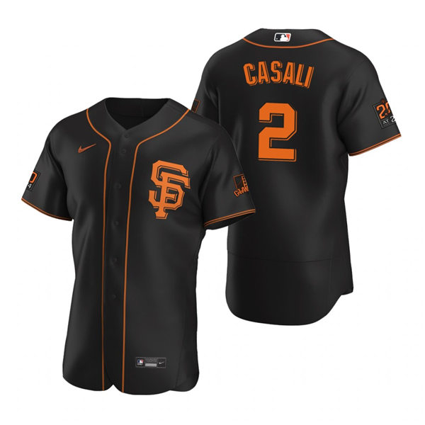 Mens San Francisco Giants #2 Curt Casali Nike Black Alternate Flexbase Jersey