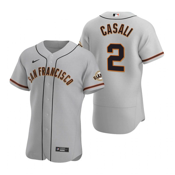 Mens San Francisco Giants #2 Curt Casali Nike Gray Road Flexbase Jersey