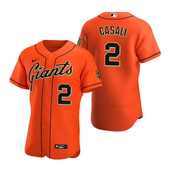 Mens San Francisco Giants #2 Curt Casali Nike Orange Alternate Flexbase Jersey