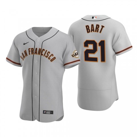 Mens San Francisco Giants #21 Joey Bart Nike Grey Road Flexbase Jersey