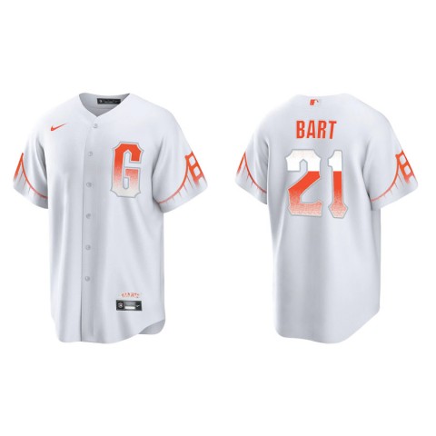 Mens San Francisco Giants #21 Joey Bart Nike White 2021 San Francisco City Connect Jersey