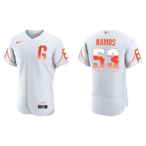 Mens San Francisco Giants #53 Heliot Ramos Nike White 2021 San Francisco City Connect Jersey