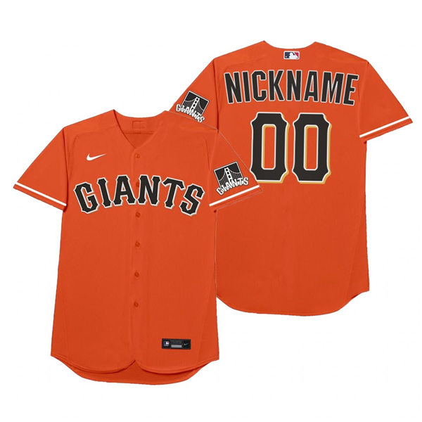Mens San Francisco Giants Custom Juan Marichal Will Clark Willie McCovey Willie Mays Nike Orange 2021 Players' Weekend Nickname