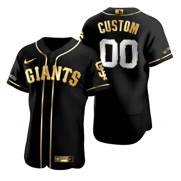 Mens San Francisco Giants Custom Kris Bryant Willie Mays Juan Marichal Willie McCovey Barry Bonds Nike Black Golden Edition Jers