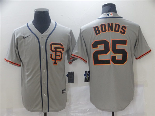 Mens San Francisco Giants Retired Players #25 Barry Bonds Nike Grey Alternate SF CoolBase Jersey