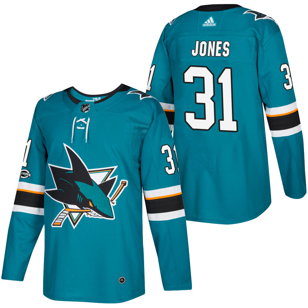 Mens San Jose Sharks #31 Martin Jones adidas Home Green Jersey Stitched
