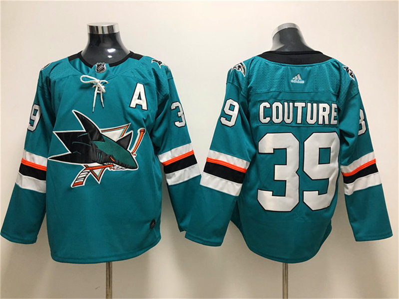Mens San Jose Sharks #39 Logan Couture adidas Home Green Jersey Stitched