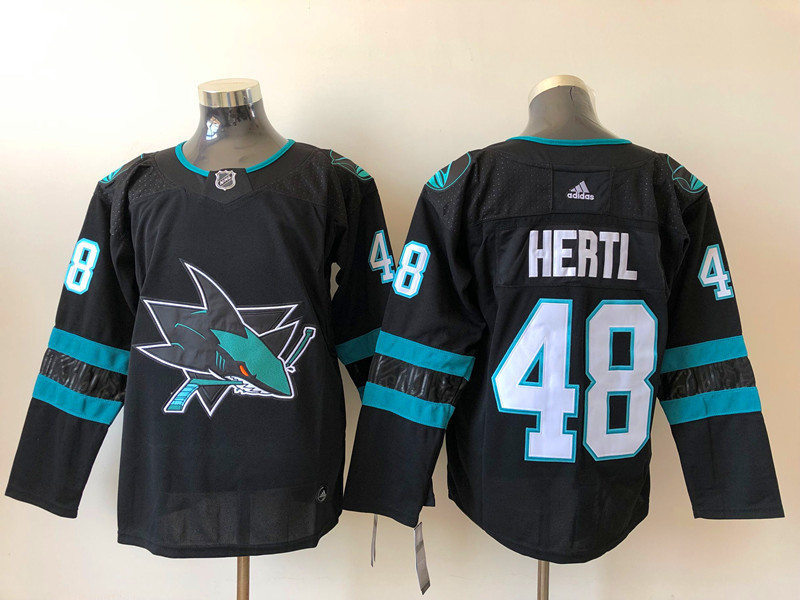 Mens San Jose Sharks #48 Tomas Hertl adidas Black Alternate Third Jersey Stitched