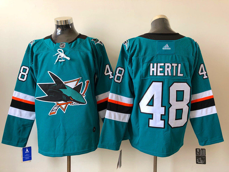 Mens San Jose Sharks #48 Tomas Hertl adidas Home Green Jersey Stitched