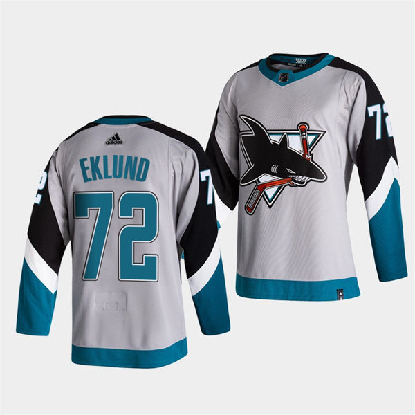 Mens San Jose Sharks #72 William Eklund Adidas Grey 2021 Season Reverse Retro Jersey Stitched