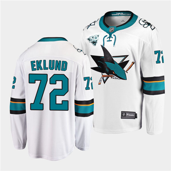 Mens San Jose Sharks #72 William Eklund adidas Away White Jersey Stitched