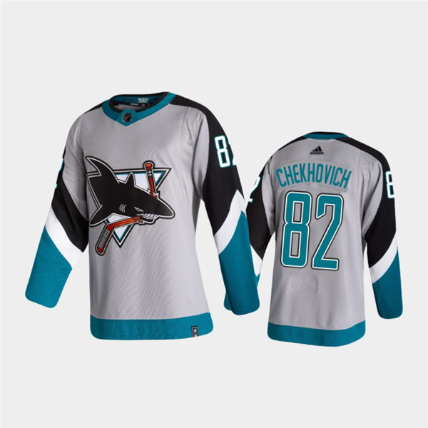 Mens San Jose Sharks #82 Ivan Chekhovich Adidas Grey 2021 Season Reverse Retro Jersey Stitched