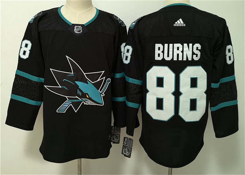 Mens San Jose Sharks #88 Brent Burns adidas Black Alternate Third Jersey Stitched