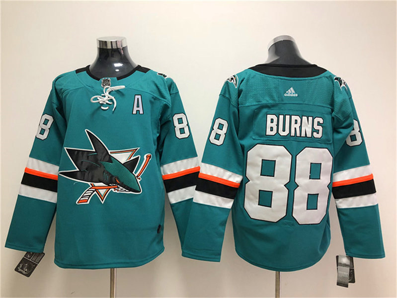 Mens San Jose Sharks #88 Brent Burns adidas Home Green Jersey Stitched