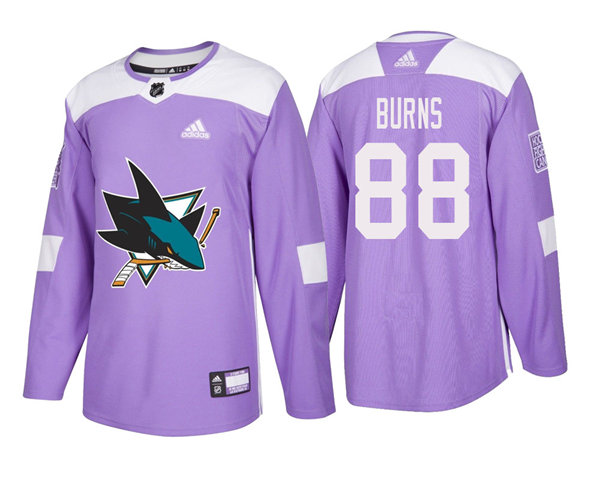 Mens San Jose Sharks #88 Brent Burns adidas Purple Hockey Fights Cancer Jersey Stitched