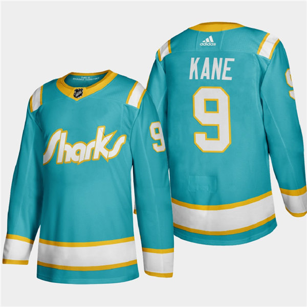 Mens San Jose Sharks #9 Evander Kane 2020-21 California Golden Seals Throwback Authentic Teal Stitched