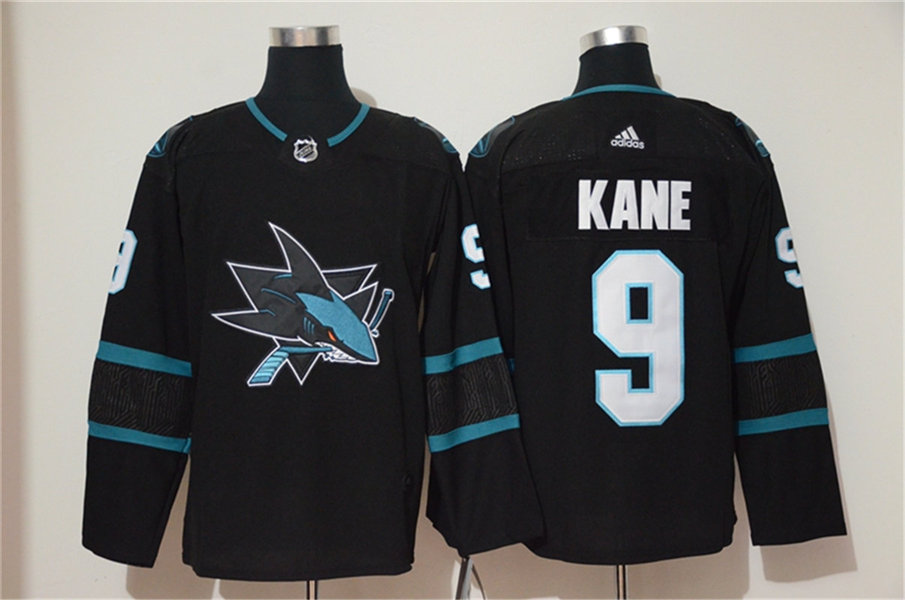 Mens San Jose Sharks 9 Evander Kane adidas Black Alternate Third Jersey Stitched