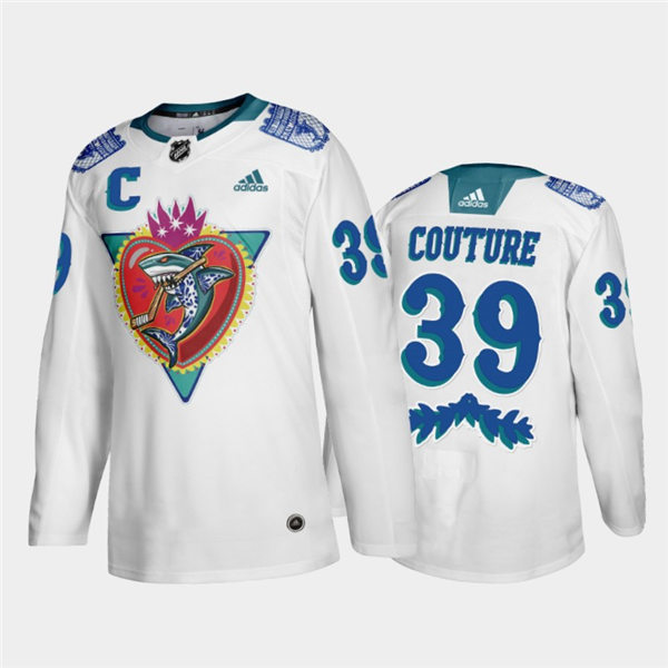 Mens San Jose Sharks Logan Couture #39 Adidas White Los Tiburones Night Jersey Stitched