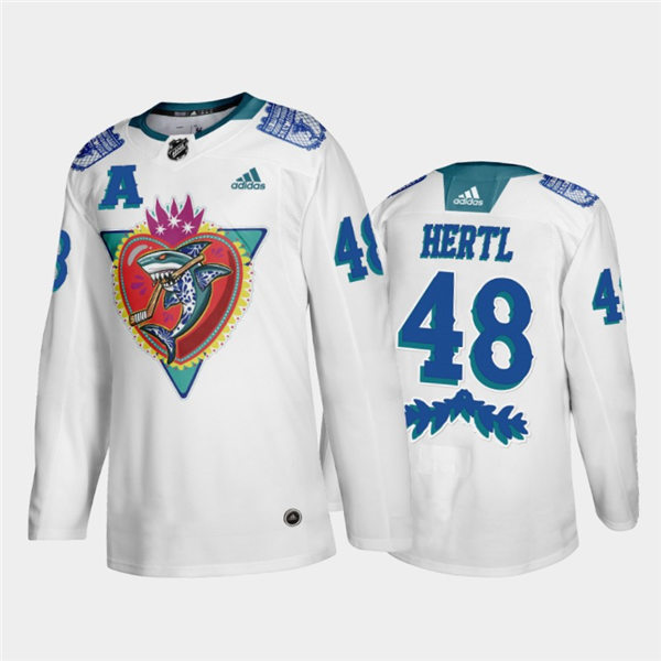 Mens San Jose Sharks Tomas Hertl #48 Adidas White Los Tiburones Night Jersey Stitched