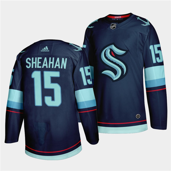Mens Seattle Kraken #15 Riley Sheahan Adidas Navy Home Jersey Stitched
