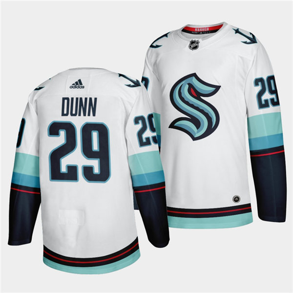 Mens Seattle Kraken #29 Vince Dunn Adidas Away White Jersey Stitched