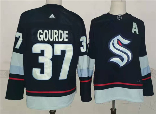 Mens Seattle Kraken #37 Yanni Gourde Adidas Navy Home Jersey Stitched