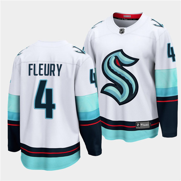 Mens Seattle Kraken #4 Haydn Fleury Adidas Away White Jersey Stitched