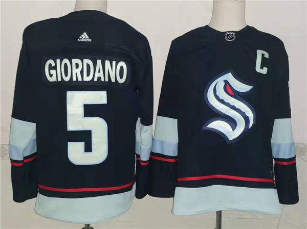 Mens Seattle Kraken #5 Mark Giordano Adidas Navy Home Jersey Stitched