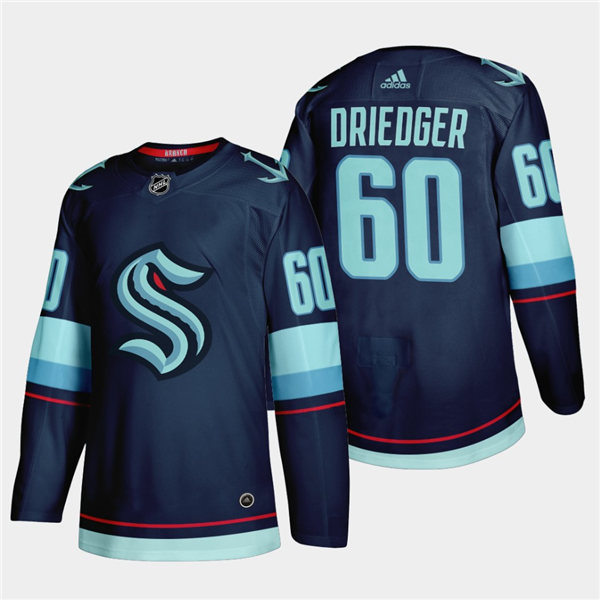 Mens Seattle Kraken #60 Chris Driedger Navy Home Adidas Team Jersey Stitched