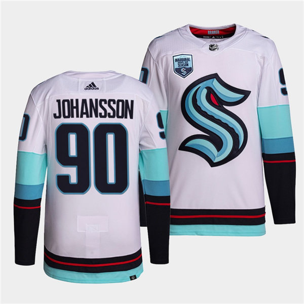 Mens Seattle Kraken #90 Marcus Johansson Adidas Away White Jersey Stitched