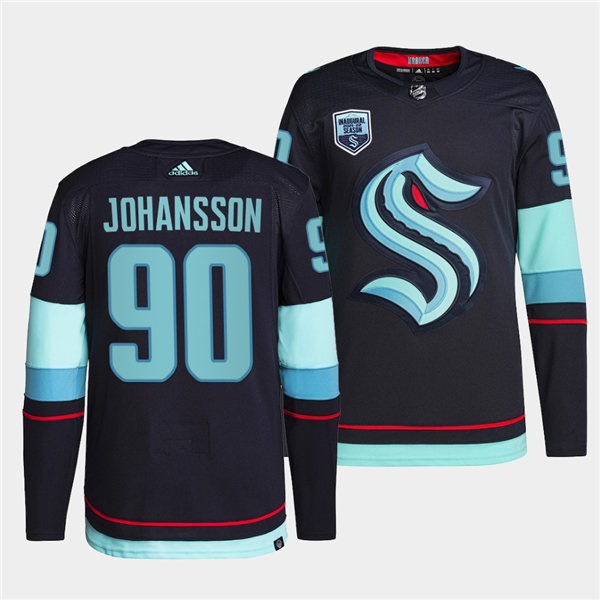 Mens Seattle Kraken #90 Marcus Johansson Adidas Navy Home Jersey Stitched