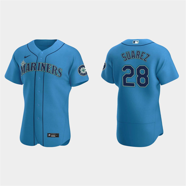 Mens Seattle Mariners #28 Eugenio Suarez Royal Alternate FlexBase Player Jersey