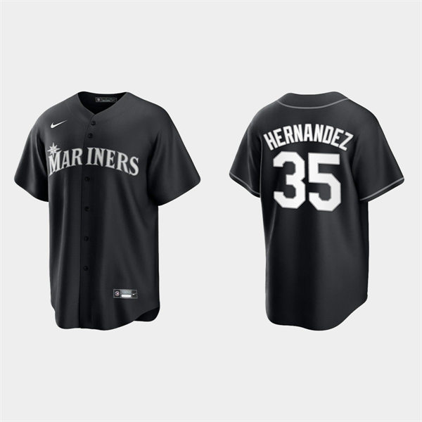 Mens Seattle Mariners #35 Teoscar Hernandez 2022 Black Collection Jersey