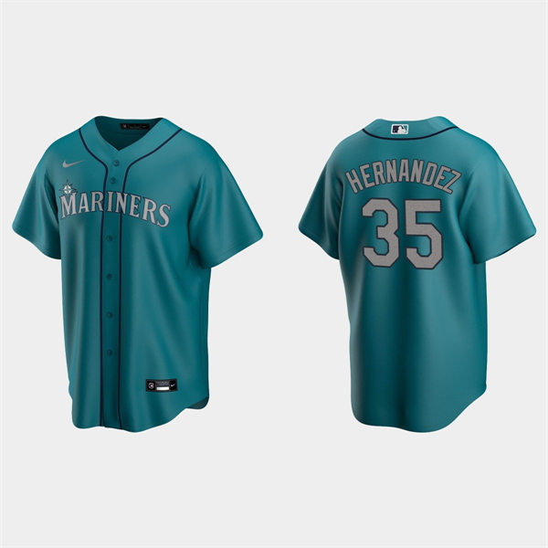 Mens Seattle Mariners #35 Teoscar Hernandez Aqua Alternate CoolBase Jersey1