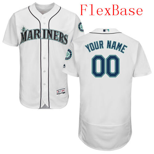 Mens Seattle Mariners White Customized Flexbase Majestic MLB Collection Jersey