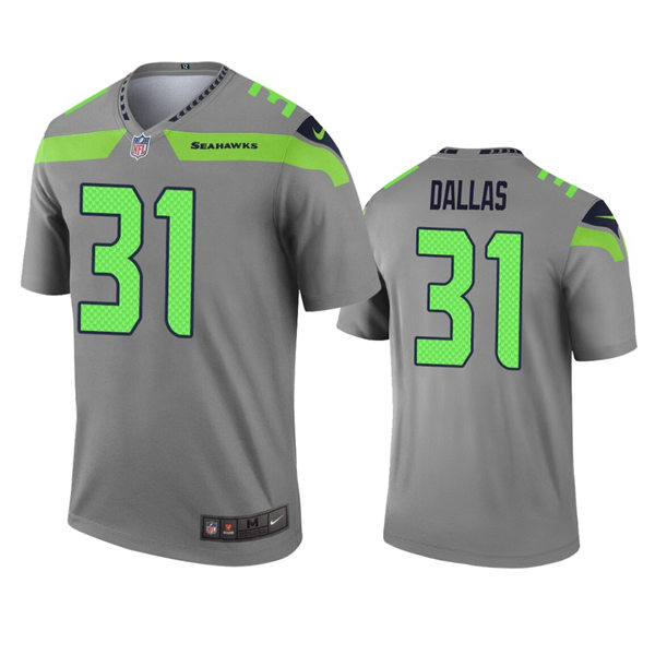 Mens Seattle Seahawks #31 DeeJay Dallas Nike Grey Inverted Legend Jersey