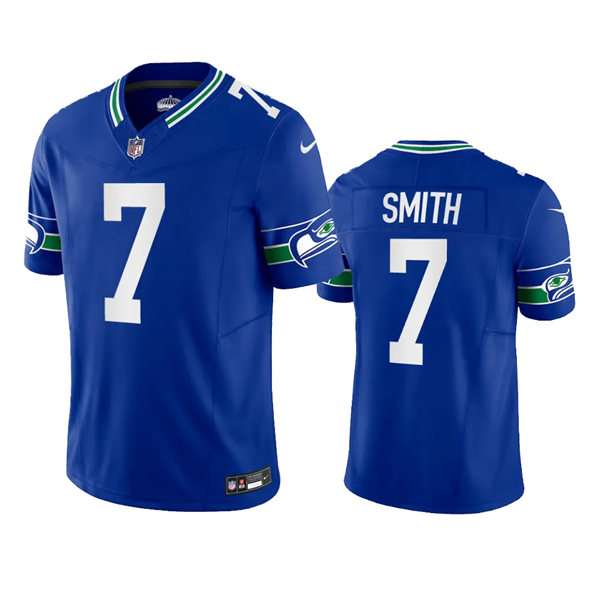 Mens Seattle Seahawks #7 Geno Smith Royal Throwback F.U.S.E. Limited Jersey