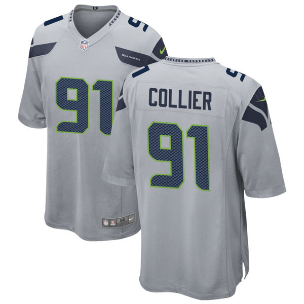 Mens Seattle Seahawks #91 L.J. Collier Nike Gray Alternate Vapor Limited Jersey