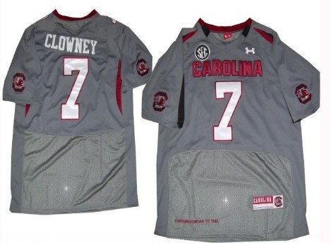 Mens South Carolina Gamecocks #7 Jadeveon Clowney Gray Under Armour NCAA Football Jersey 