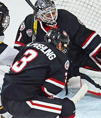 Mens St. Cloud State Huskies #3 Jack Poehling Stitched CCM 2016 Black College Hockey Jersey