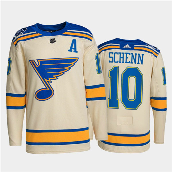 Mens St. Louis Blues #10 Brayden Schenn adidas Cream 2022 Winter Classic Edition Jersey Stitched