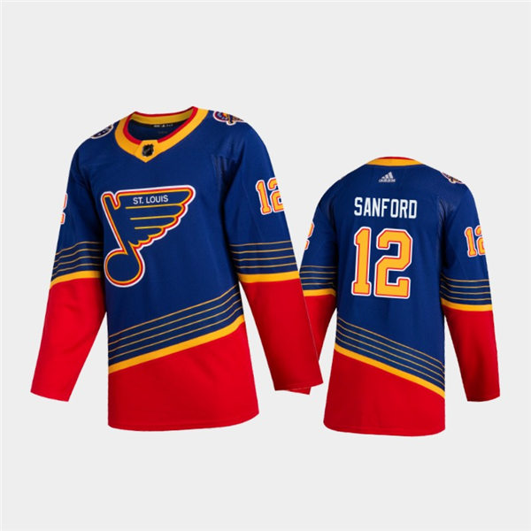 Mens St. Louis Blues #12 Zach Sanford adidas Blue Retro 1990's Jersey Stitched