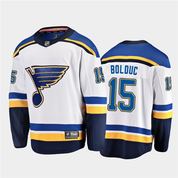 Mens St. Louis Blues #15 Zachary Bolduc adidas White Away Jersey Stitched