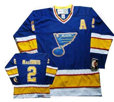 Mens St. Louis Blues #2 Al MacInnis 1983 Blue Throwback CCM NHL Jersey Stitched